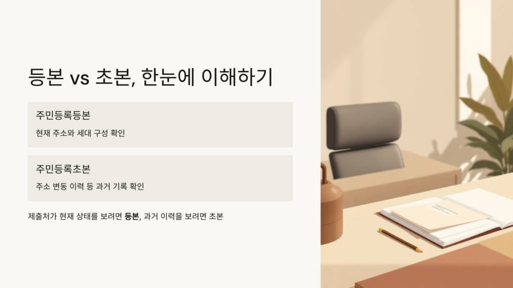 주민등록등본과 초본 차이점